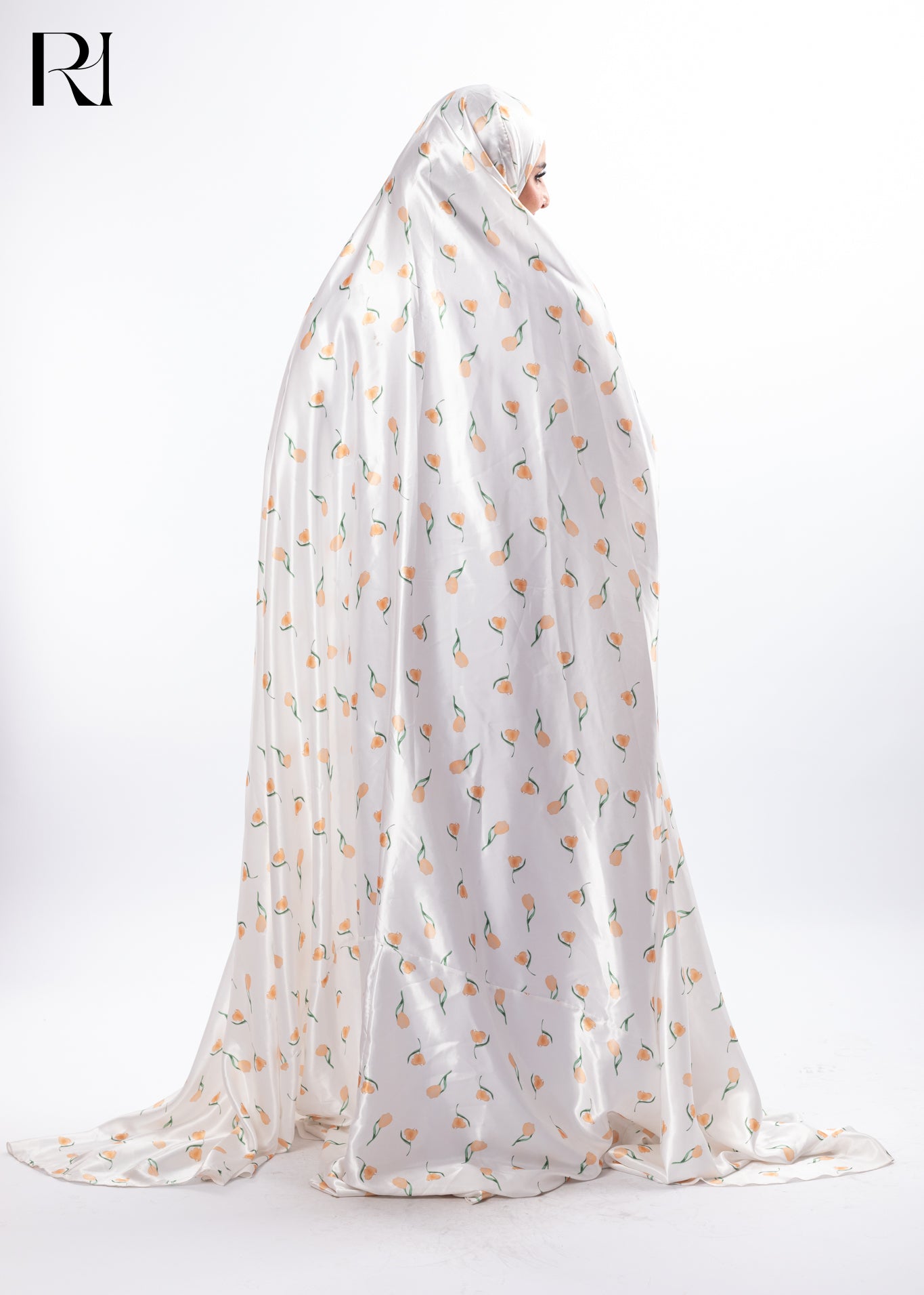 Blooming Chiffon Maxi Dress with Lace Sleeves