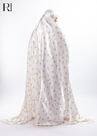 Blooming Chiffon Maxi Dress with Lace Sleeves