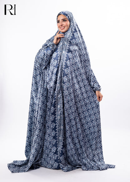 Midnight Grace Satin Printed Prayer Gown