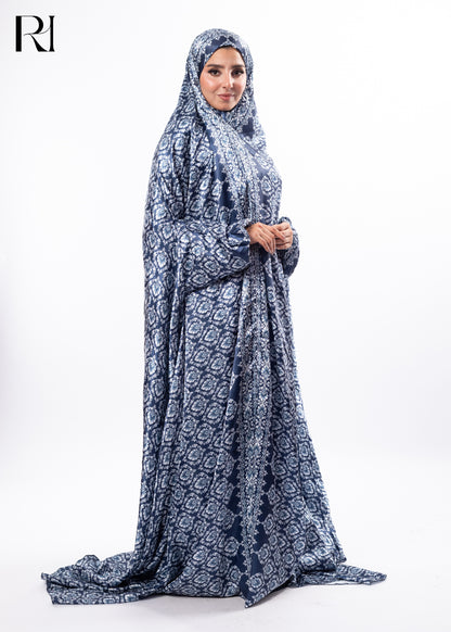 Midnight Grace Satin Printed Prayer Gown