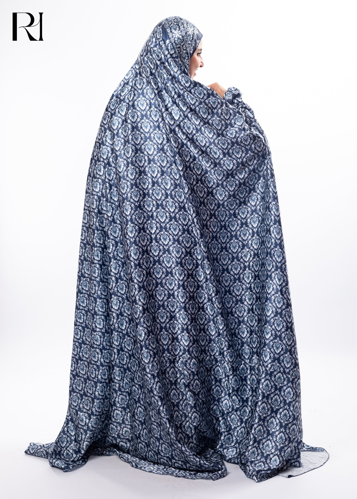 Midnight Grace Satin Printed Prayer Gown