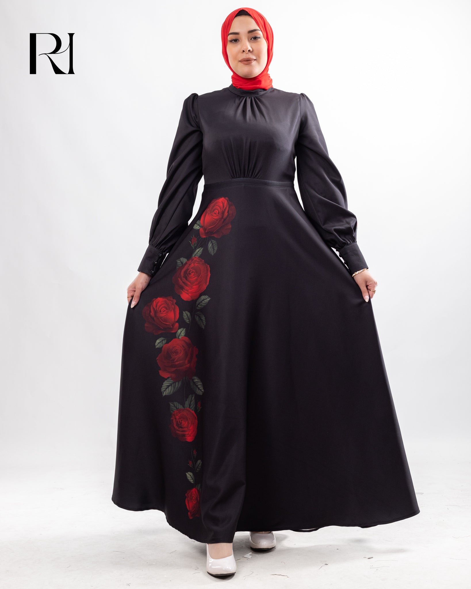 Layla Rose Soft Crepe Maxi Dress – Black Red Rose