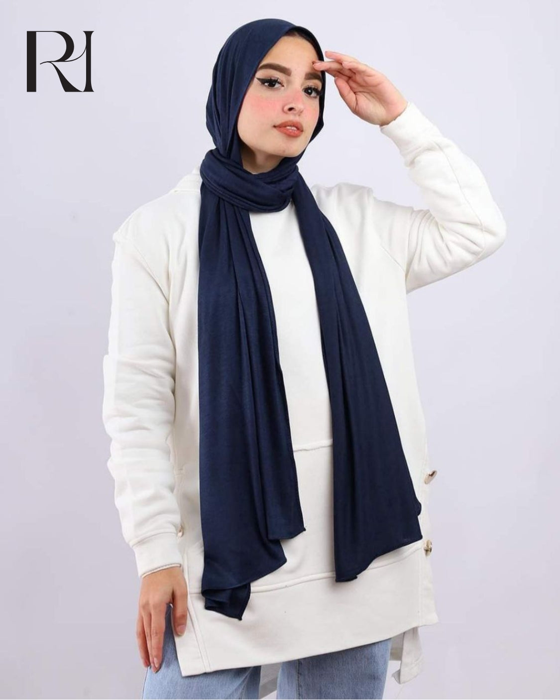 Aura Cotton Blend Hijab – Navy
