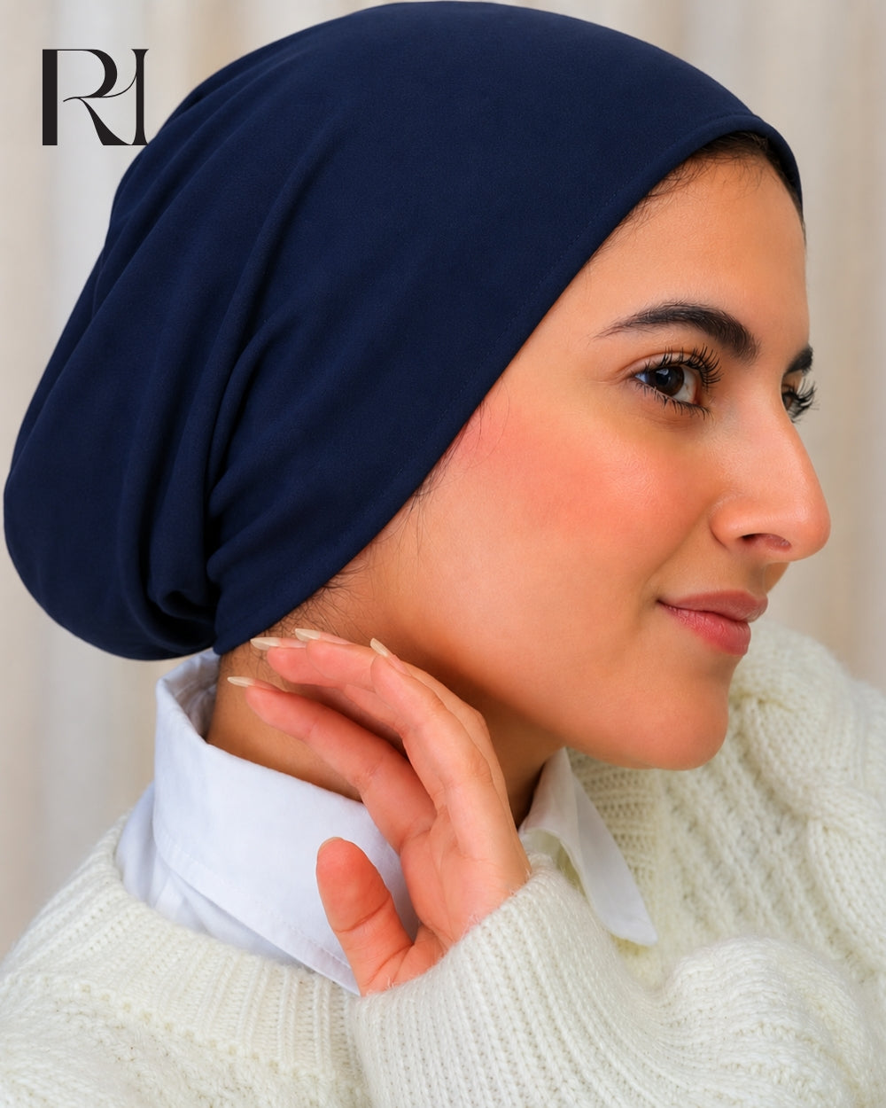 Haya Cotton Blend Hijab Cap – Navy