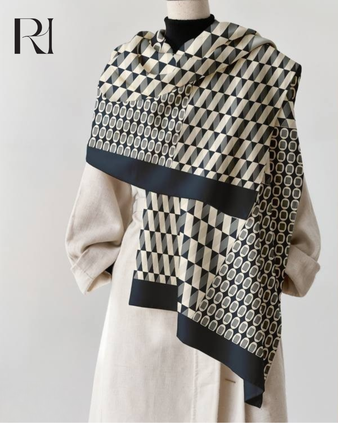 Midnight Geometry Chiffon Hijab