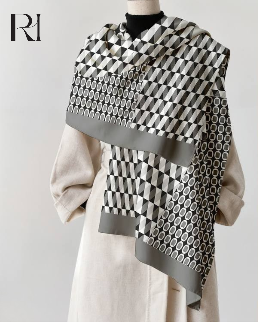 Graphite Geometry Chiffon Hijab