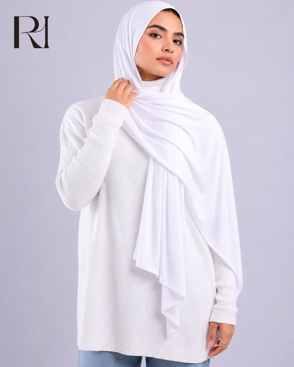 Aura Cotton Blend Hijab – White