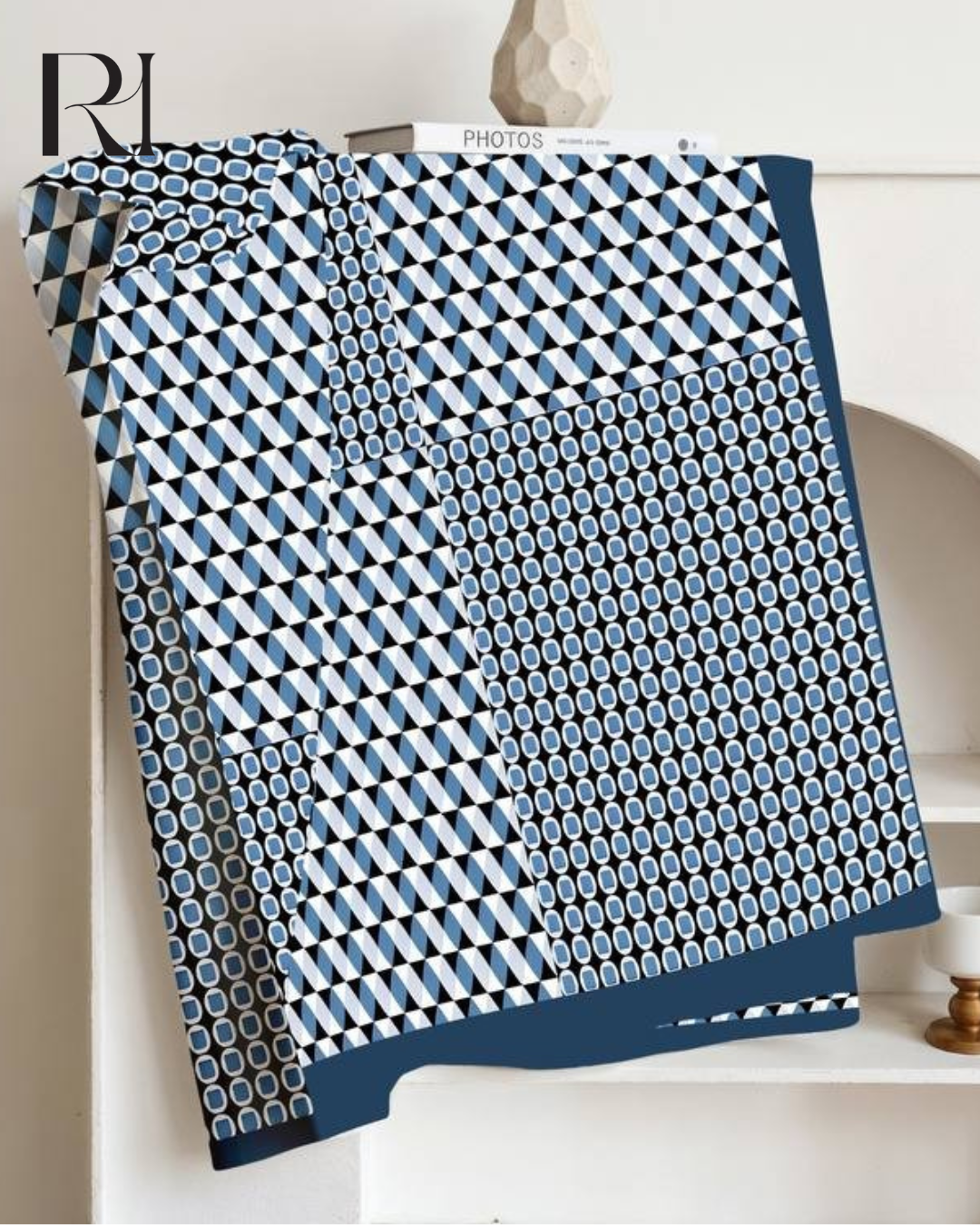 Ocean Blue Geometry Chiffon Hijab