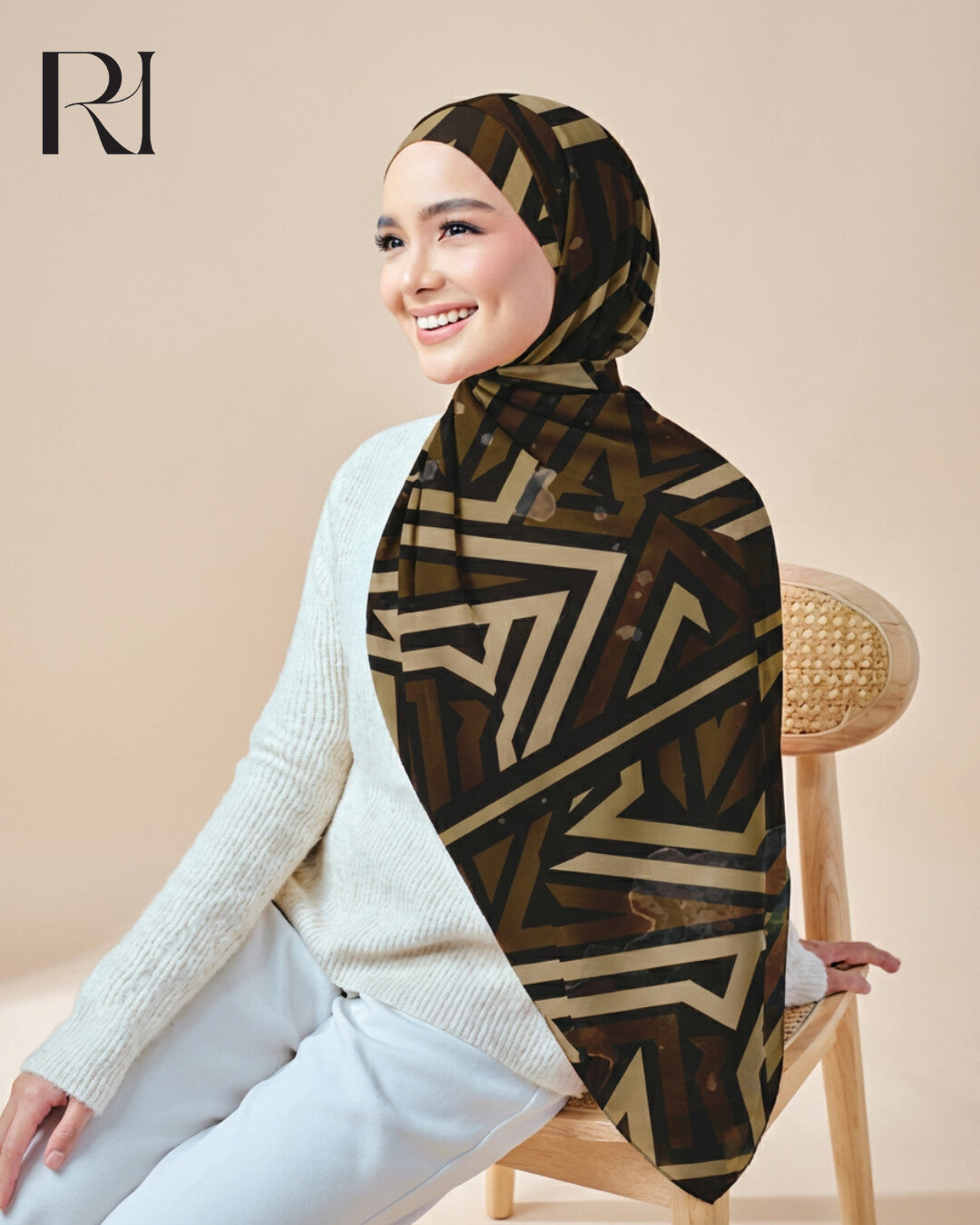 Timeless TieDye Elegance Printed Chiffon Hijab by Ruehaya