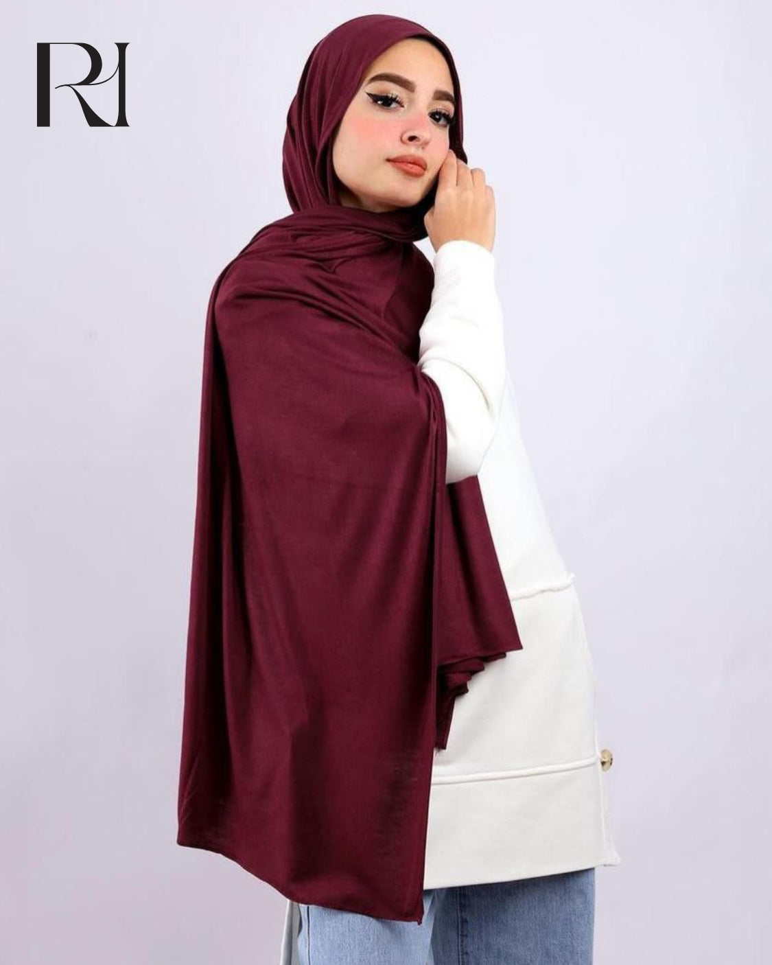 Aura Cotton Blend Hijab – Burgundy