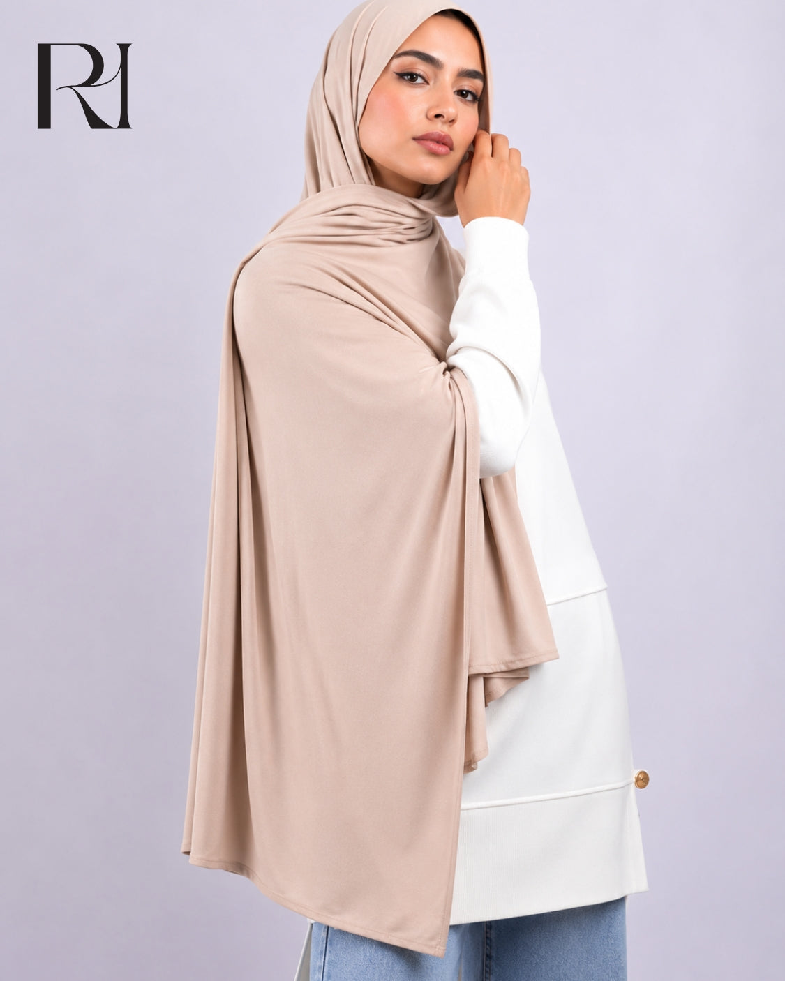 Aura Cotton Blend Hijab – Beige