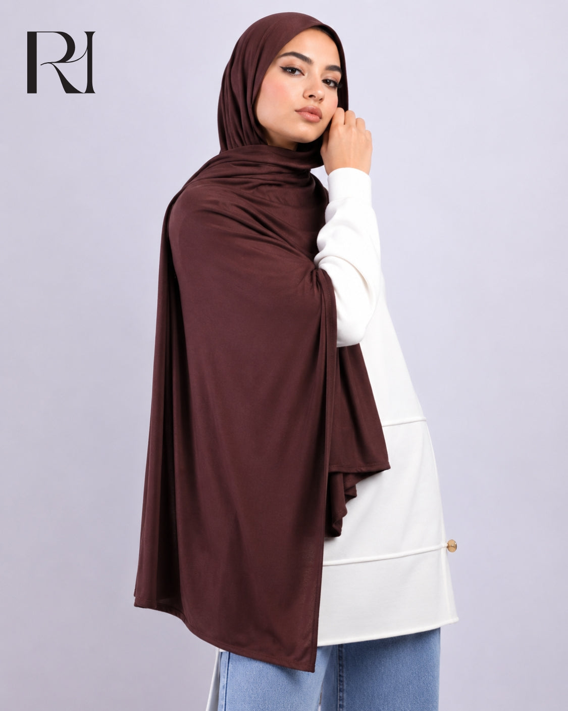 Aura Cotton Blend Hijab – Chocolate Brown