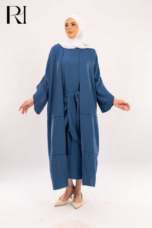 Maya Denim Blue Two-Piece Modest Dress Set
