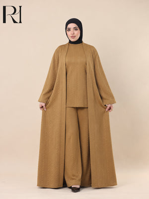SAMAR BRAIDED TEXTURE THREE PIECE SET - CARAMEL