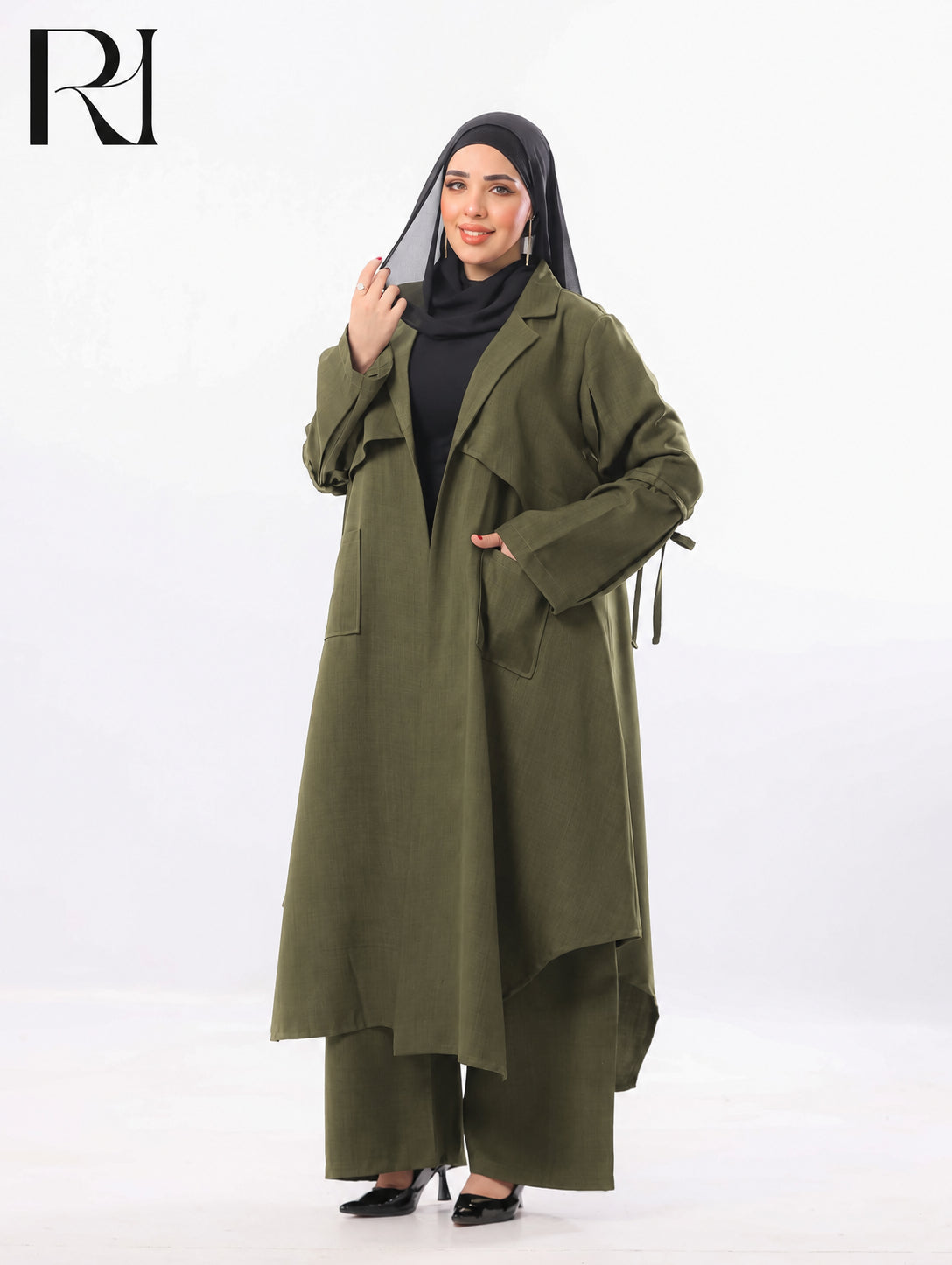 Reem Tailored Linen-Blend Two Piece Set – Olive Green