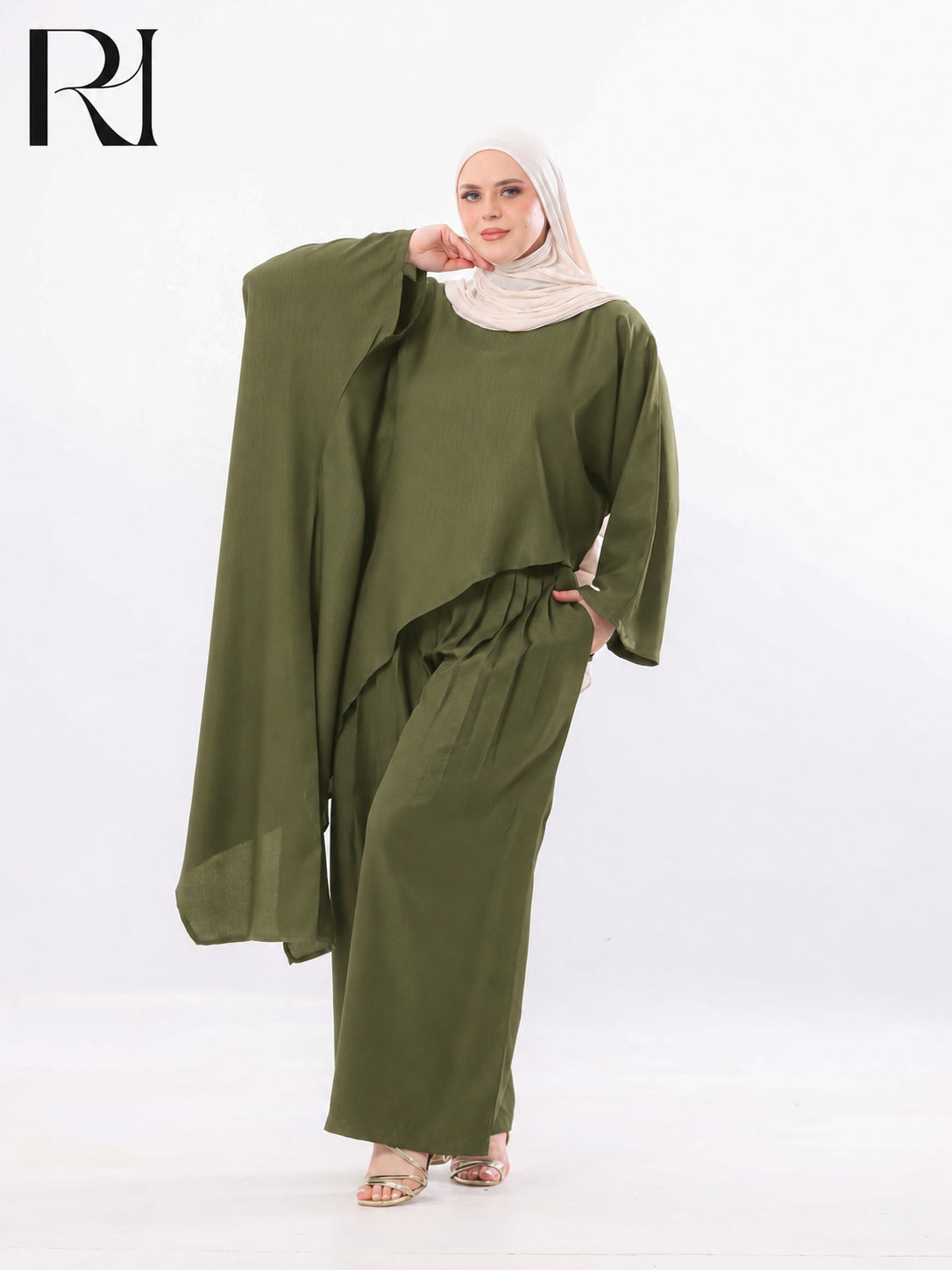 Nadia Flow Two Piece Set – Olive Green