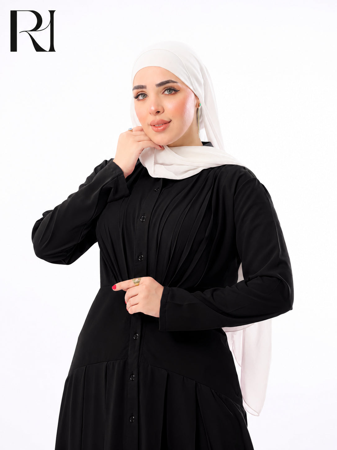 Mariam Lightweight Silky Pleated Maxi Dress – Black