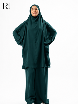 Jannat Lightweight Silk Prayer Set – Deep Teal