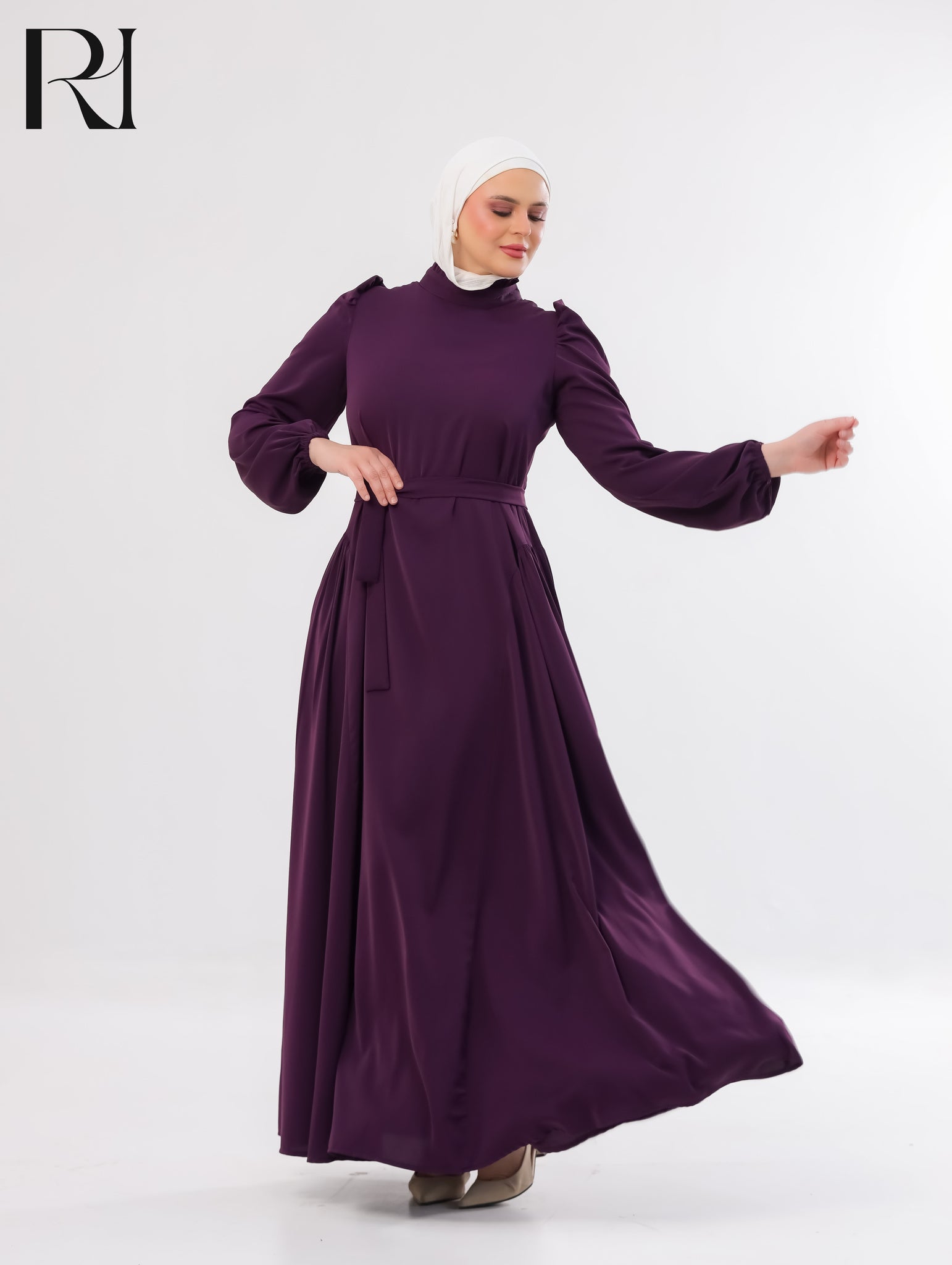 Amani Elegant Lightweight Silk Maxi Dress – Dark Plum