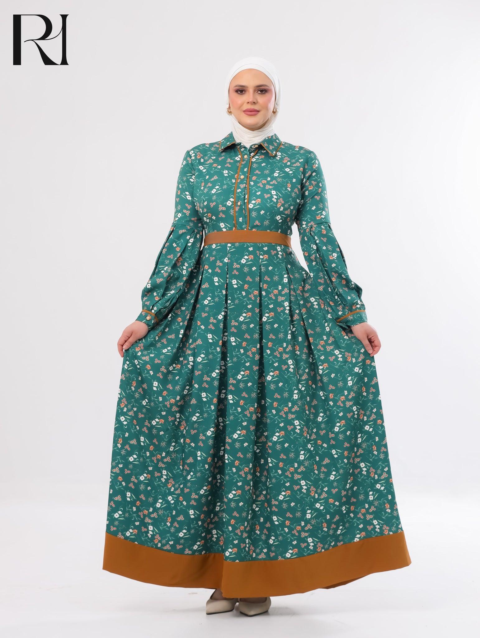 Soraya Floral Soft Crepe Maxi Dress – Soft Teal