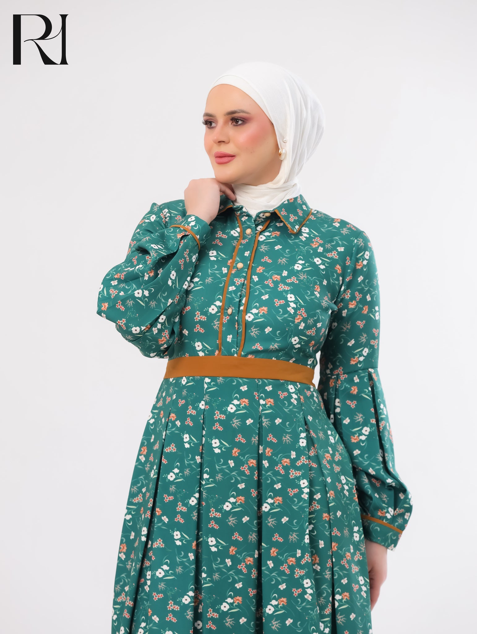 Soraya Floral Soft Crepe Maxi Dress – Soft Teal
