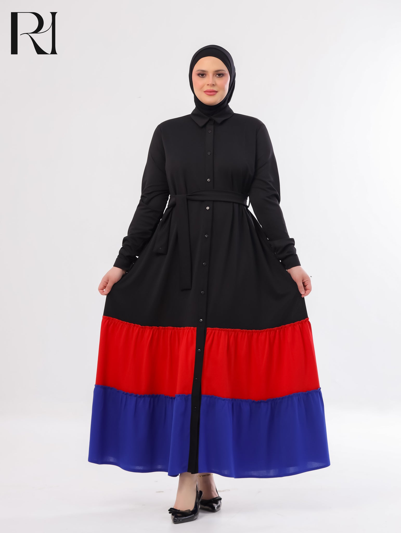 Batul Structured Knit Maxi Dress - Black