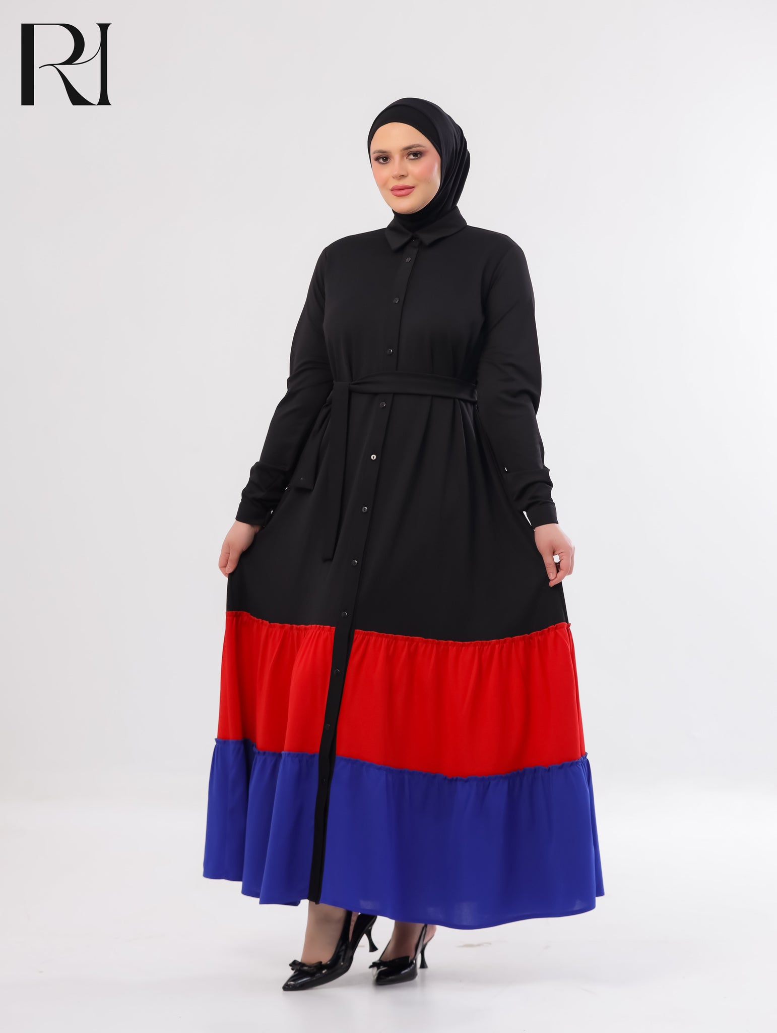 Batul Structured Knit Maxi Dress - Black