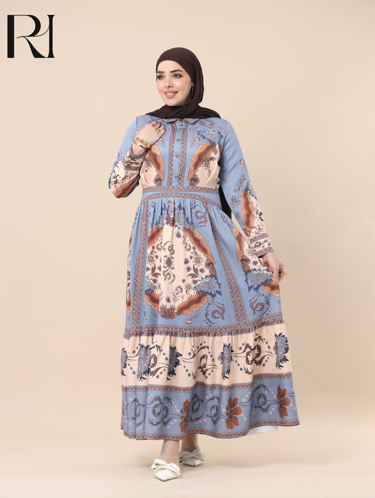 DALIA HERITAGE SOFT CREPE MAXI DRESS - SLATE BLUE