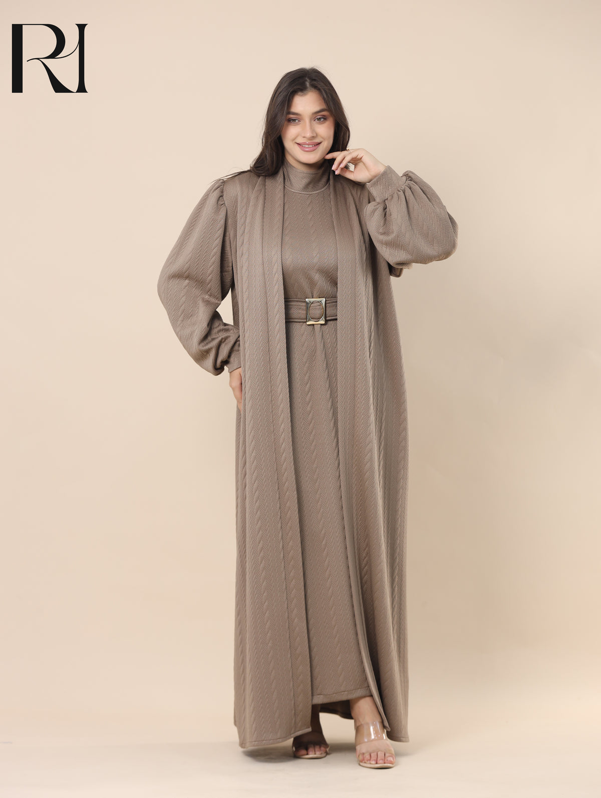 DINA SCULPTED TEXTURE TWO PIECE SET - TAUPE