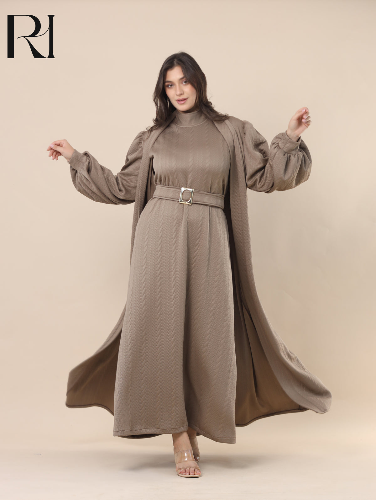 DINA SCULPTED TEXTURE TWO PIECE SET - TAUPE