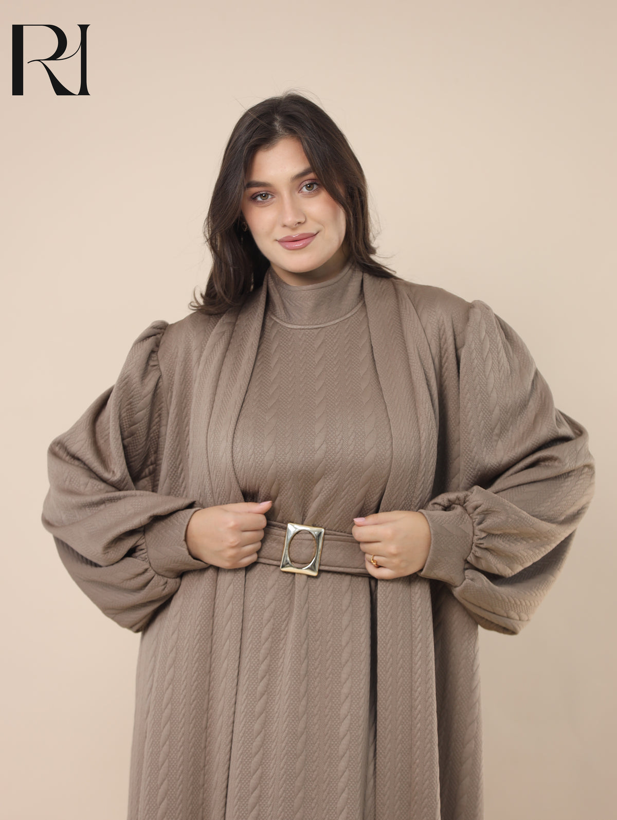 DINA SCULPTED TEXTURE TWO PIECE SET - TAUPE