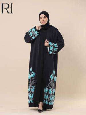LAMAR SERENE SOFT CREPE OPEN ABAYA - BLACK