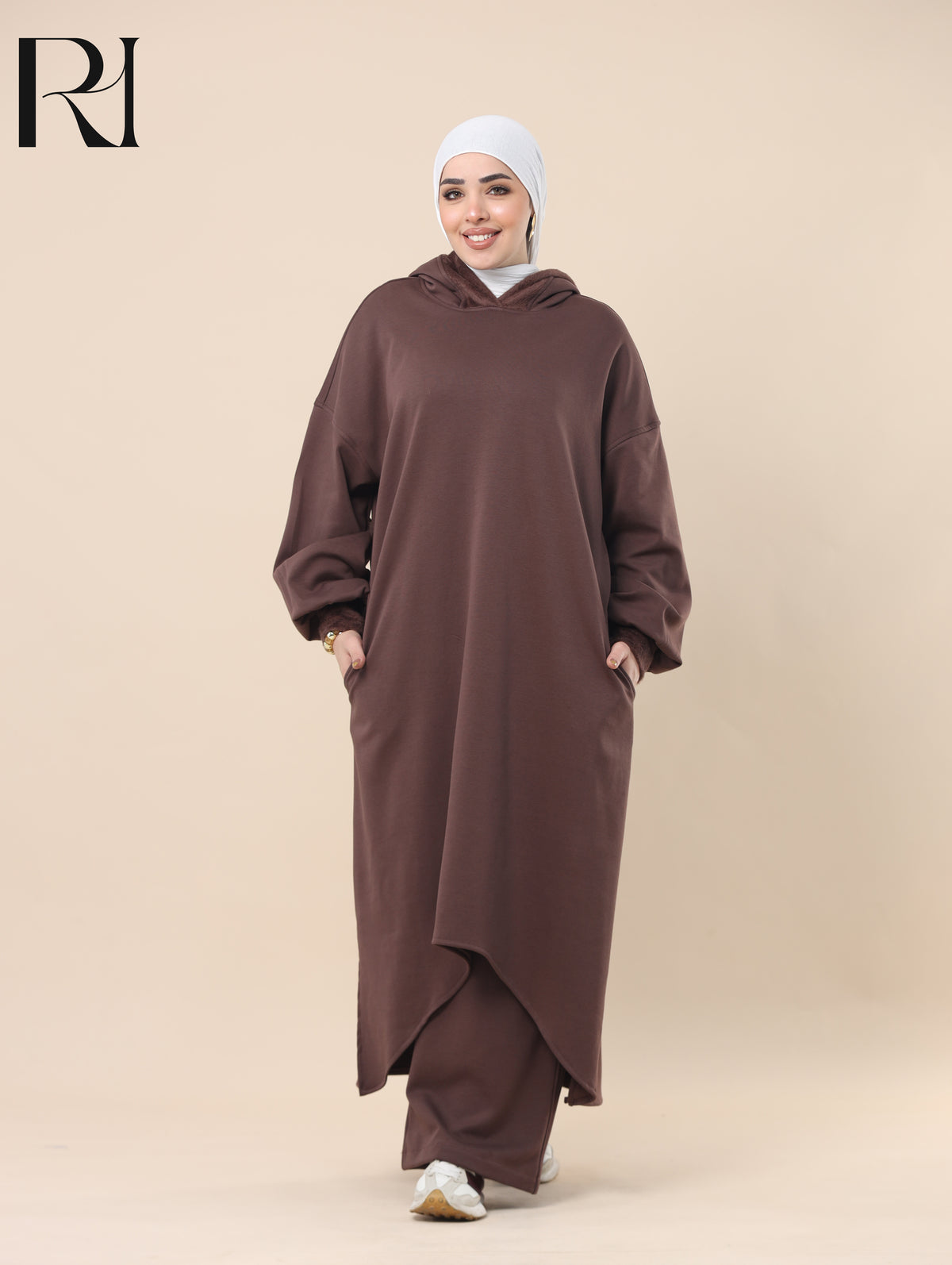 JOUD COZY FLEECE-LINED TWO PIECE SET - CHOCOLATE BROWN