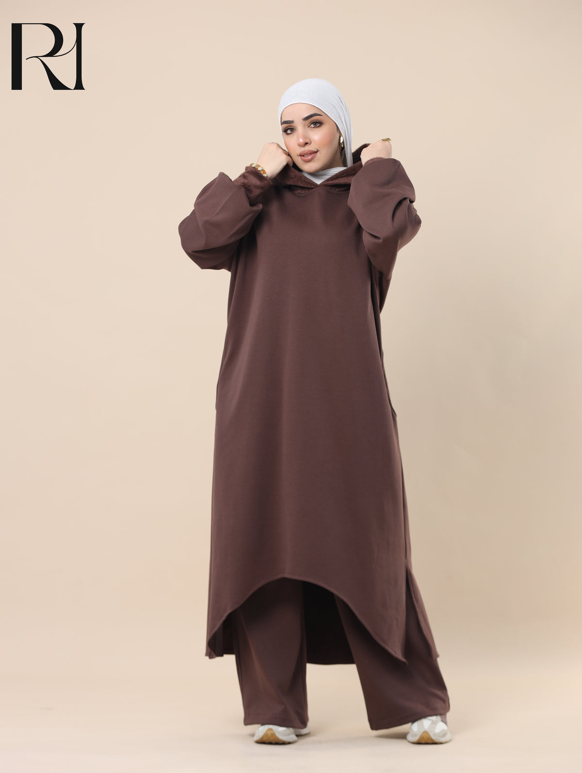 JOUD COZY FLEECE-LINED TWO PIECE SET - CHOCOLATE BROWN