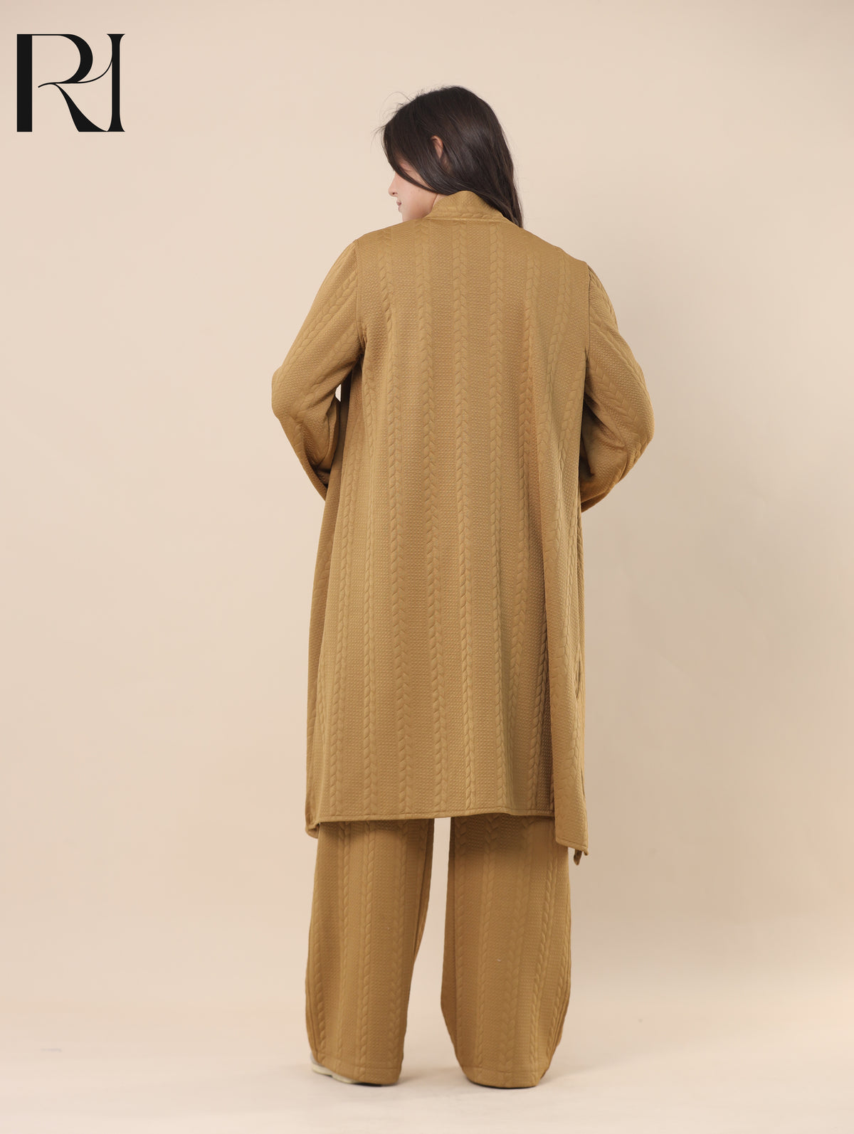 SAMAR BRAIDED TEXTURE THREE PIECE SET - CARAMEL