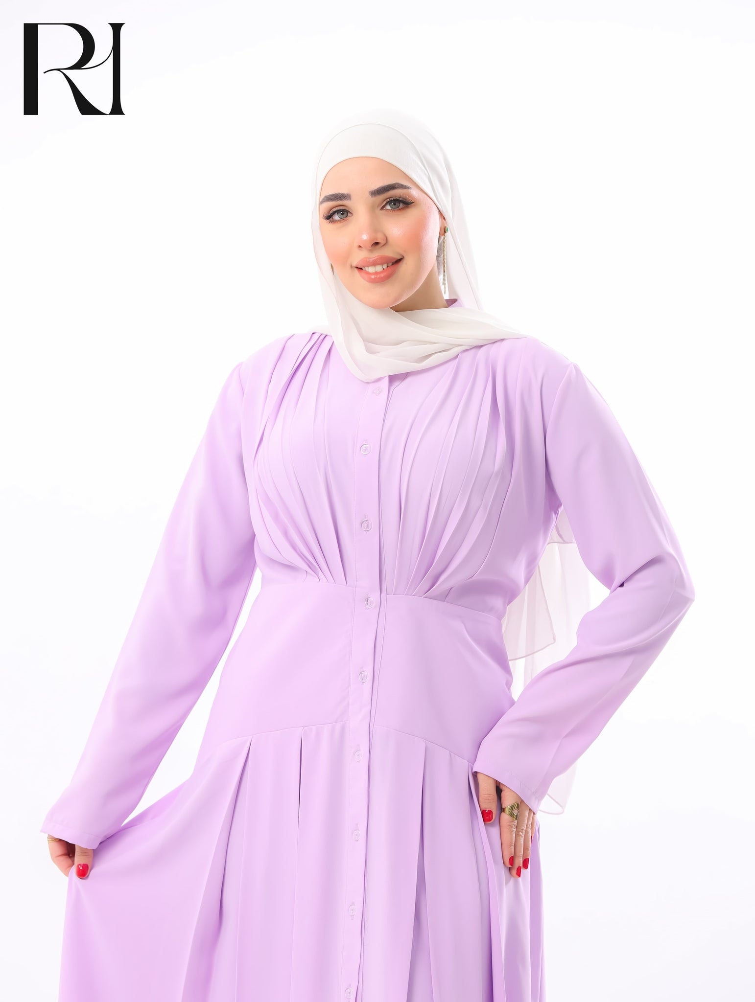 Mariam Lightweight Silky Pleated Maxi Dress – Lavender