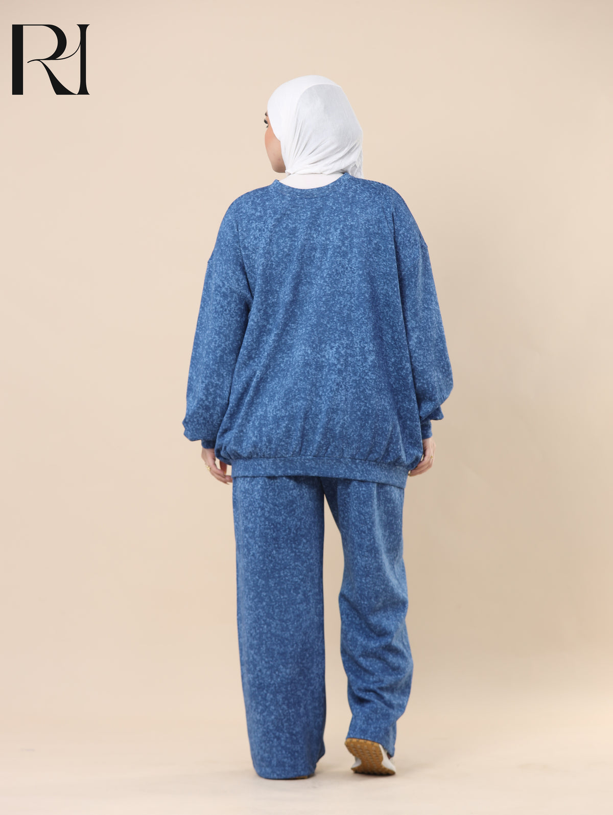 YARA WASHED RIBBED FLEECE-LINED TWO PIECE SET - BLUE