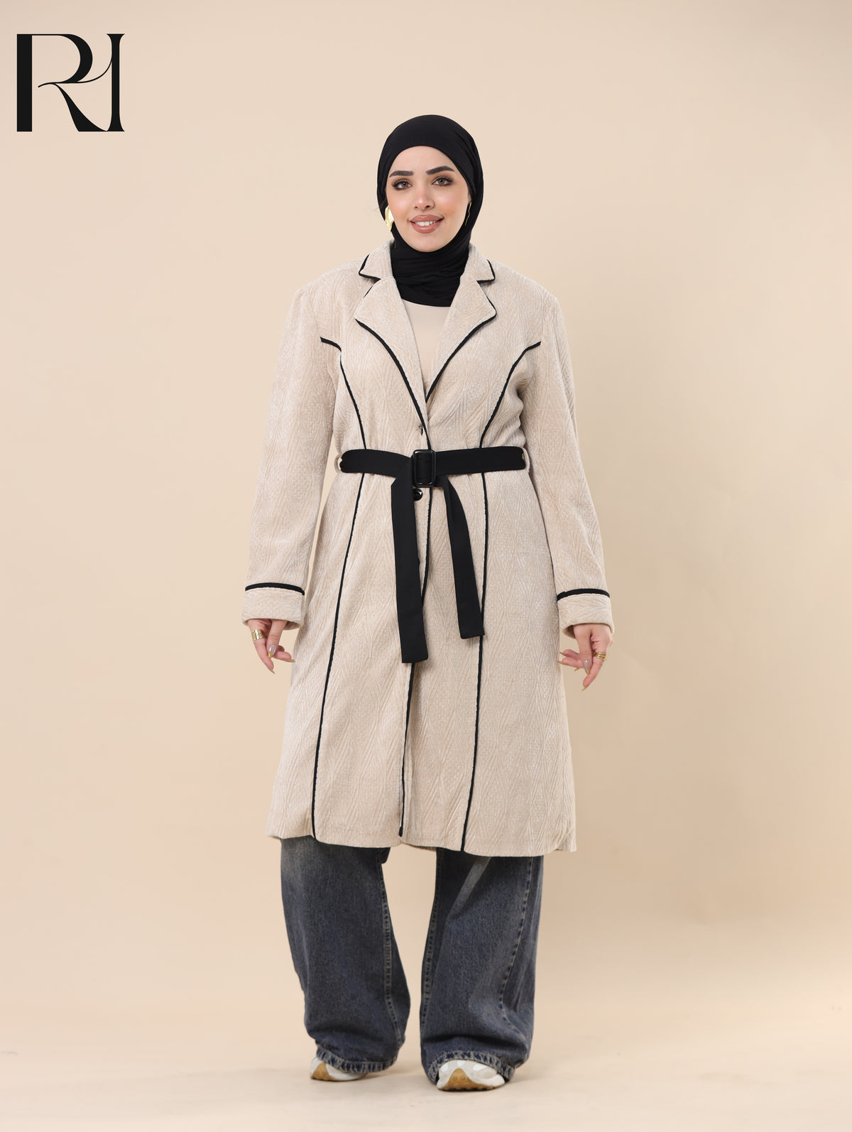 JANA TAILORED PLUSH BELTED COAT - SAND