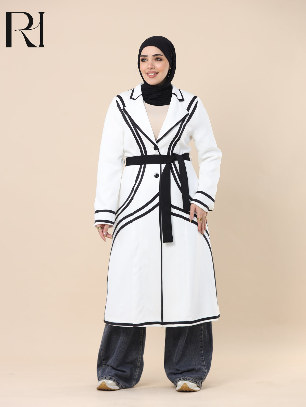 LEEN CONTOUR SOFT CREPE BELTED JACKET - WHITE