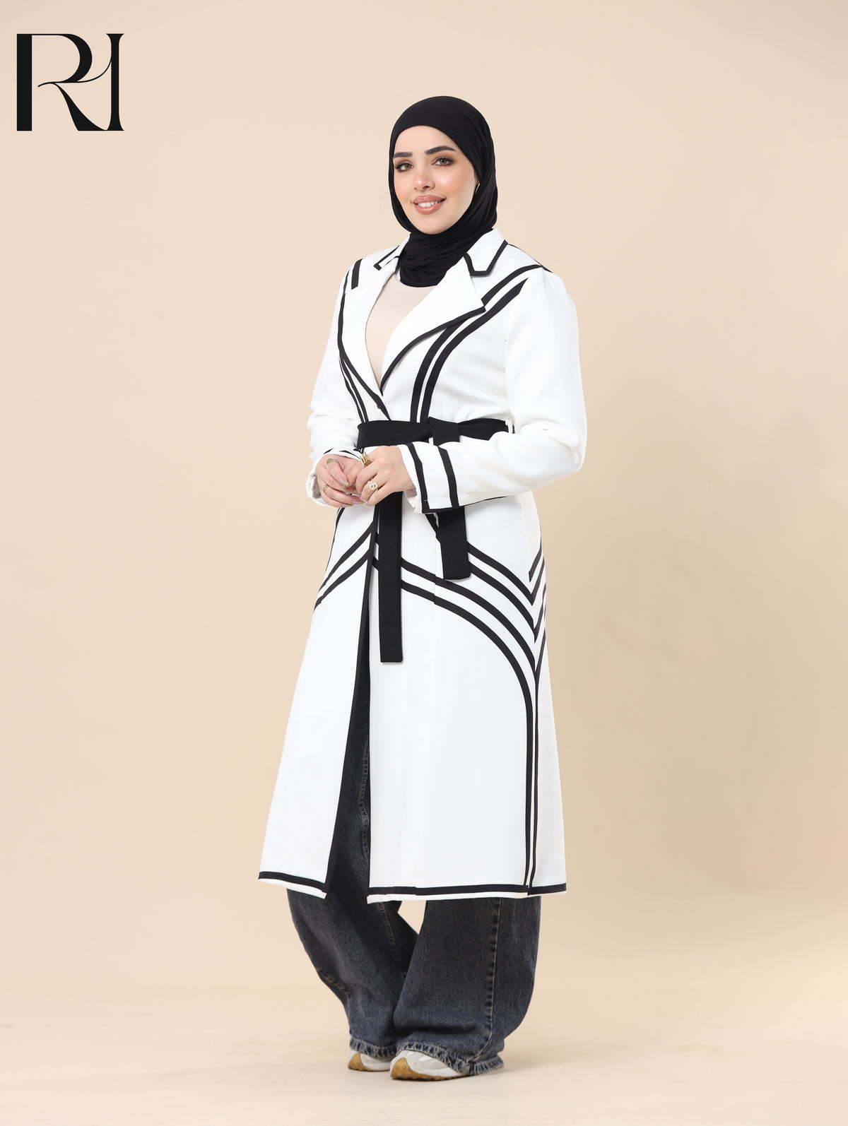 LEEN CONTOUR SOFT CREPE BELTED JACKET - WHITE