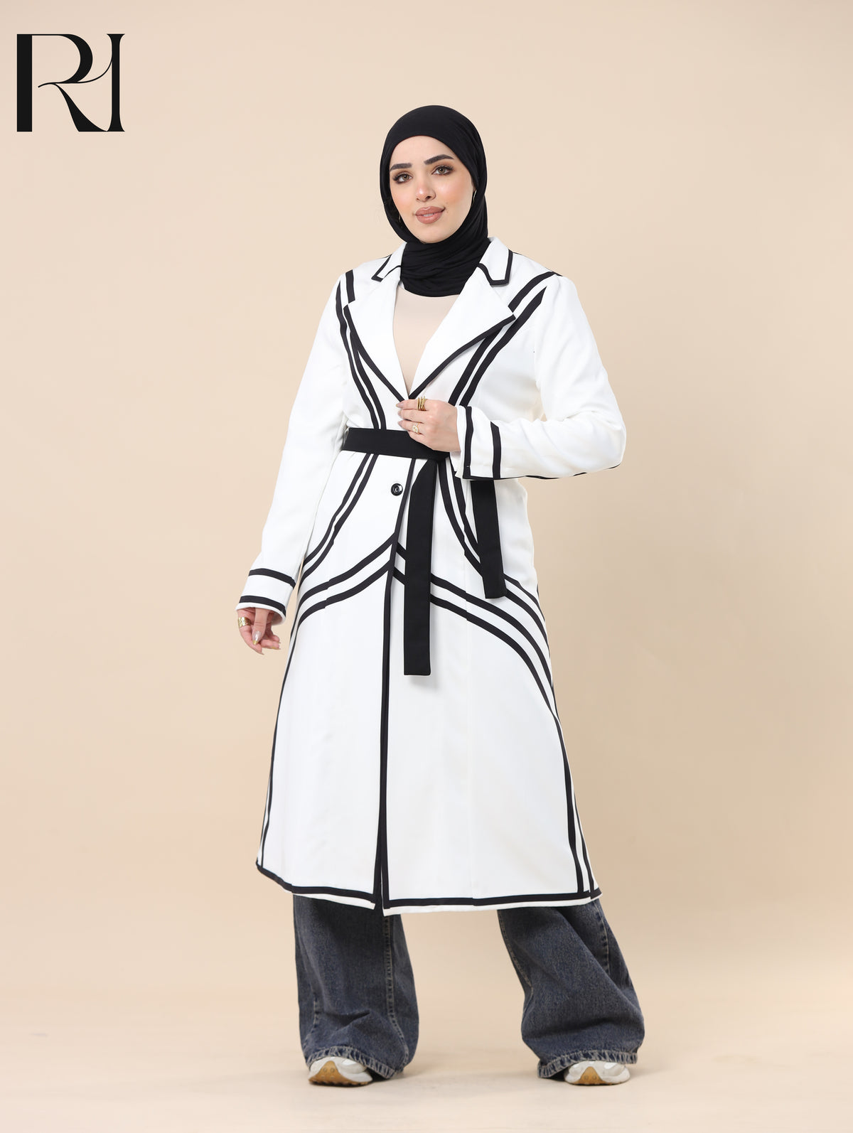 LEEN CONTOUR SOFT CREPE BELTED JACKET - WHITE