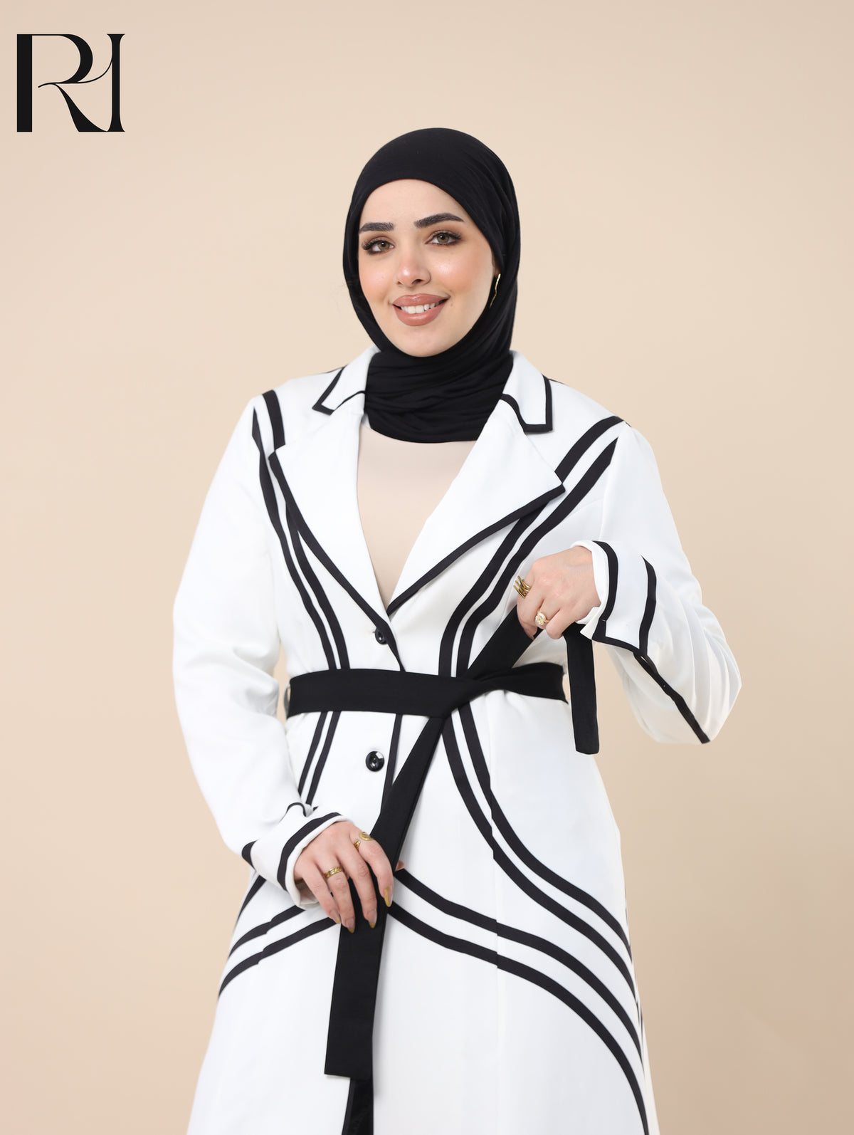 LEEN CONTOUR SOFT CREPE BELTED JACKET - WHITE