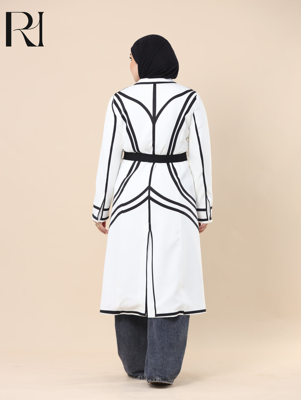 LEEN CONTOUR SOFT CREPE BELTED JACKET - WHITE