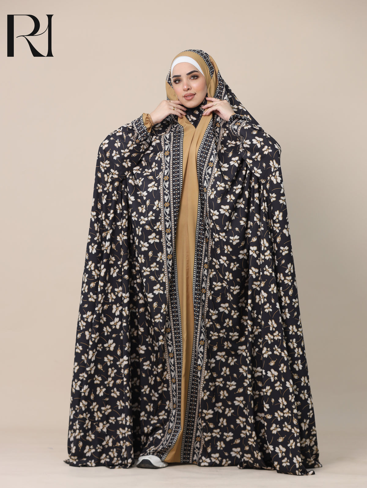 NADA MIDNIGHT BLOOM SATIN PRAYER GOWN - BLACK
