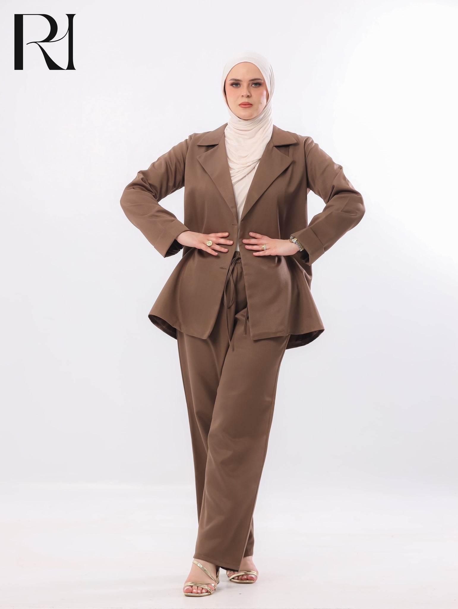 Lana Barbie Tailored Two Piece Set – Mocha Brown