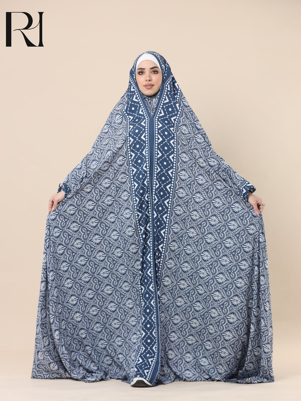 SELMA HERITAGE SATIN PRAYER GOWN - BLUE