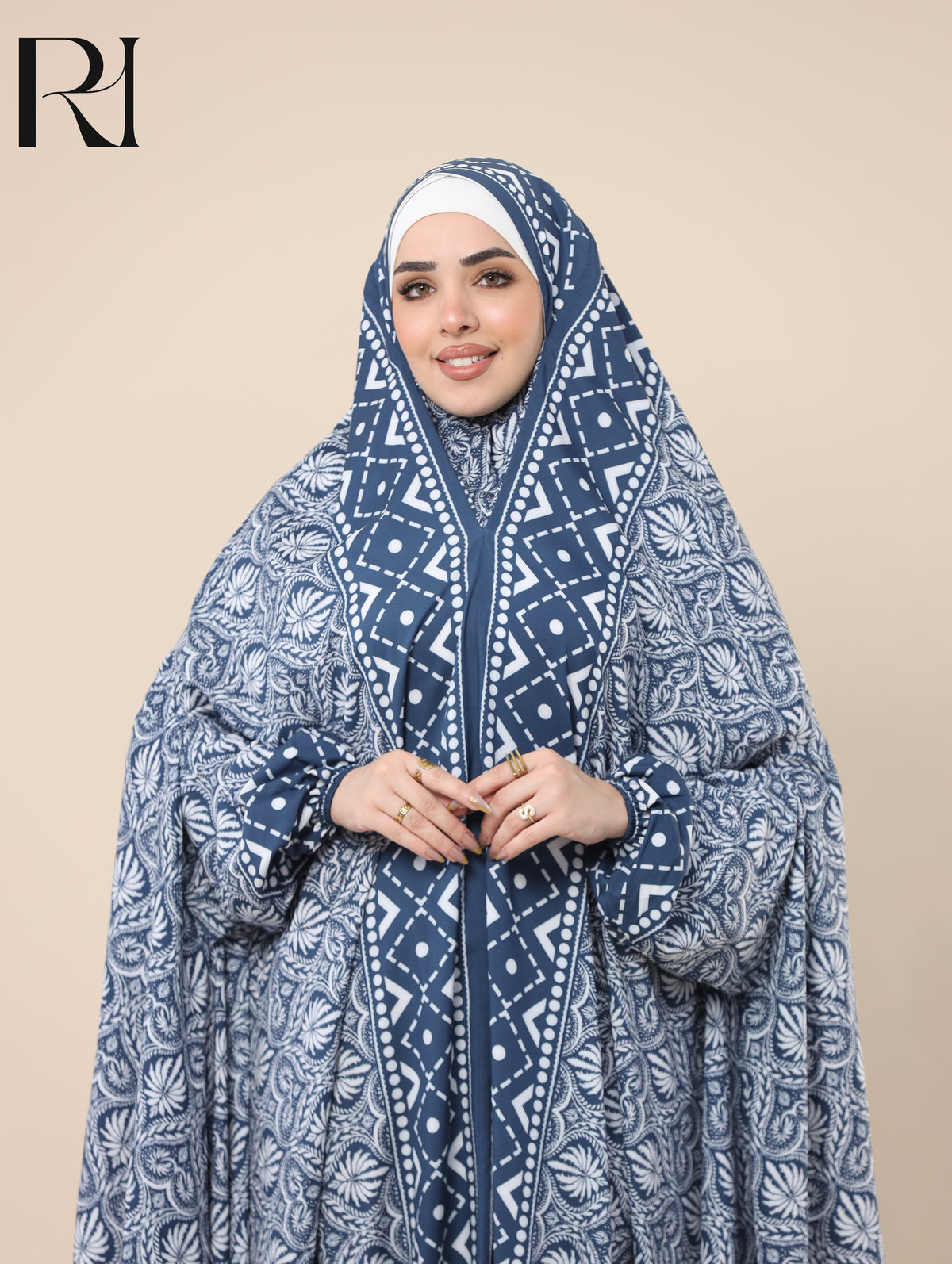 SELMA HERITAGE SATIN PRAYER GOWN - BLUE