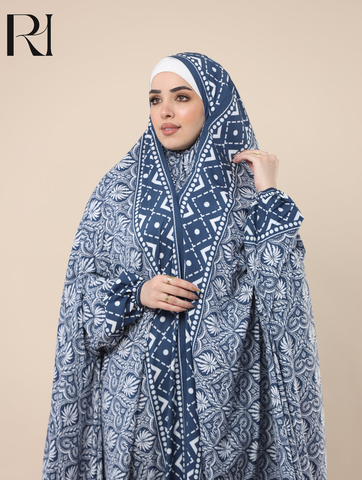SELMA HERITAGE SATIN PRAYER GOWN - BLUE