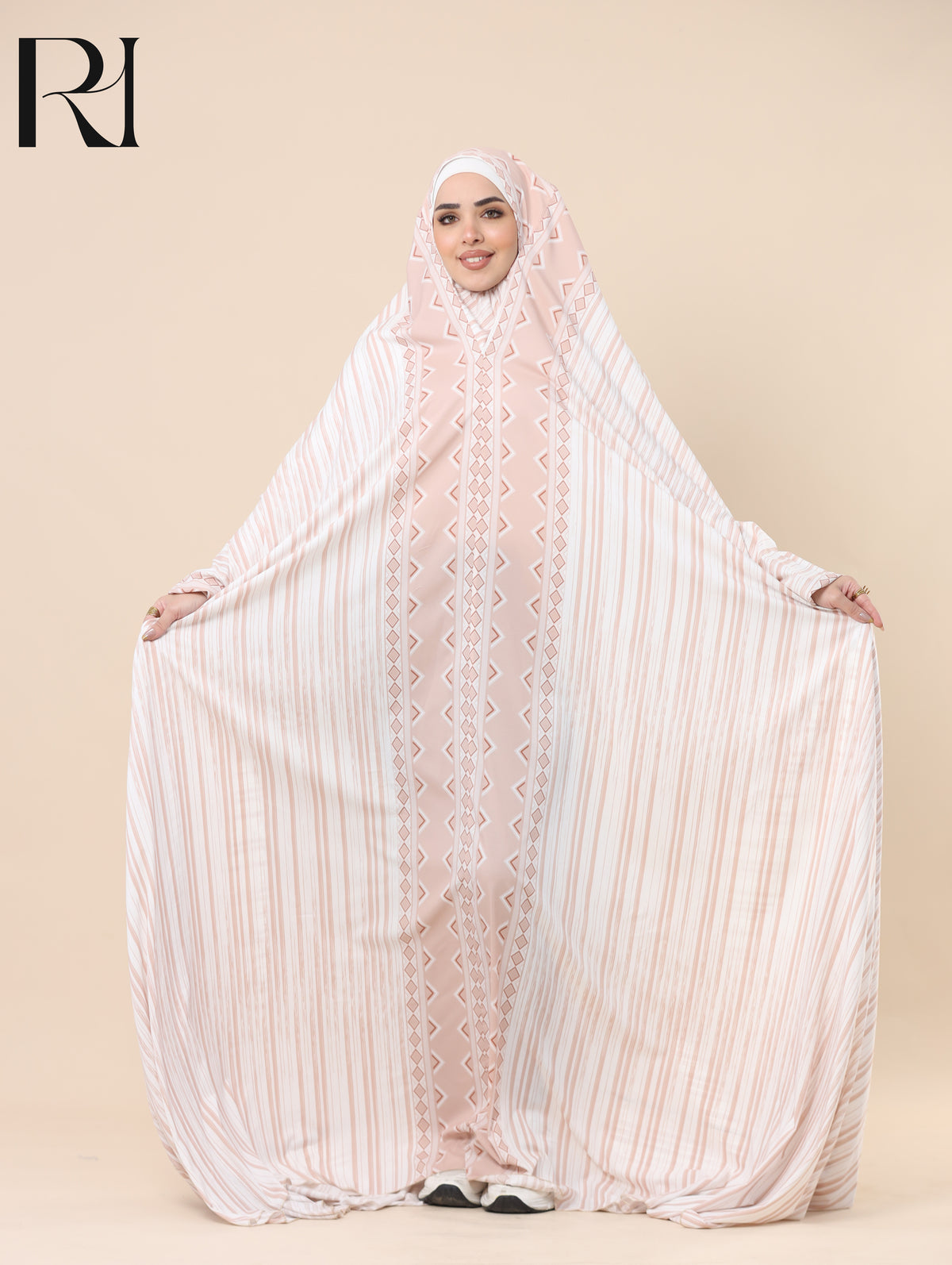 MAYSA SOFT STRIPE SATIN PRAYER GOWN - BLUSH