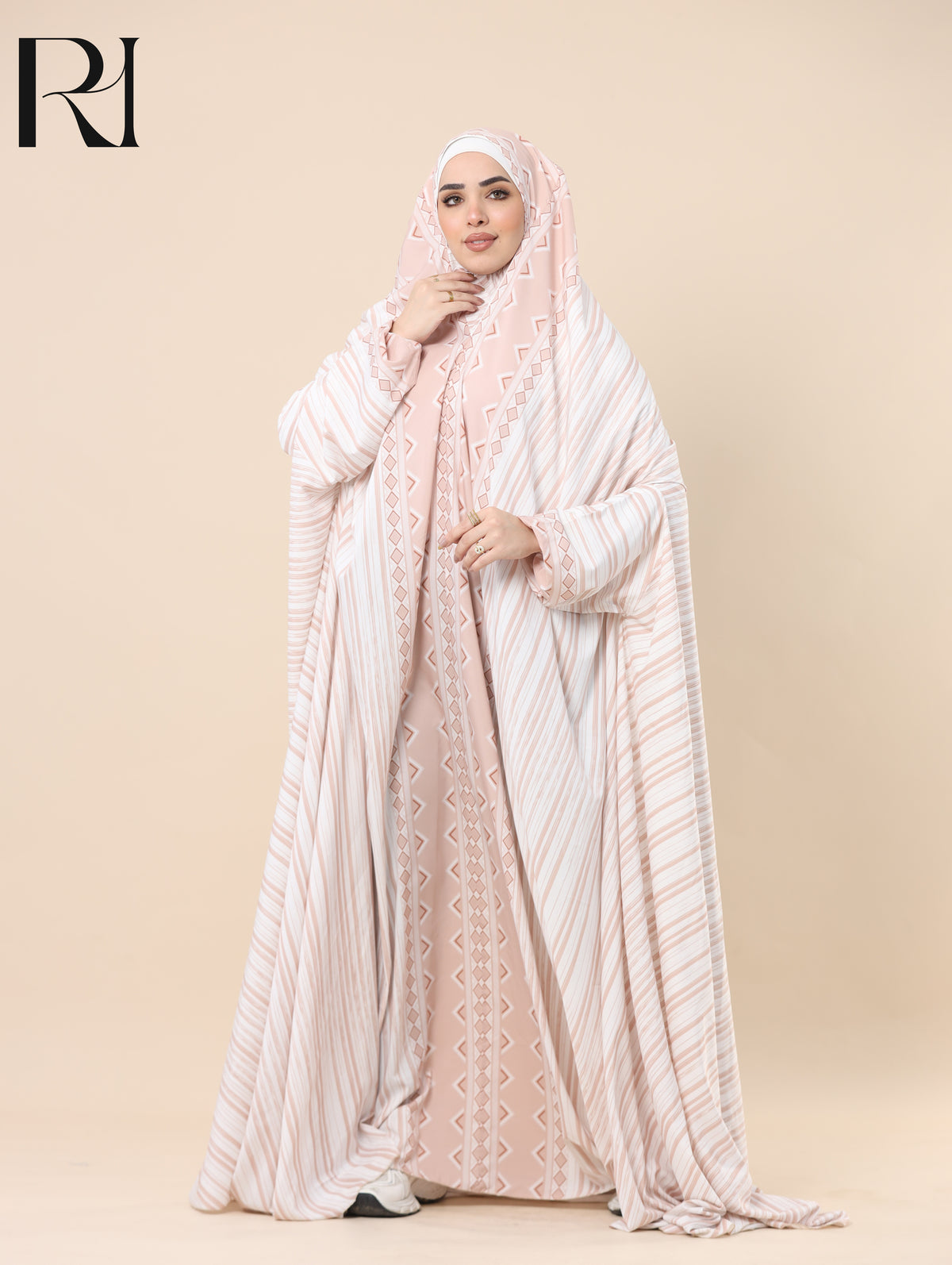 MAYSA SOFT STRIPE SATIN PRAYER GOWN - BLUSH